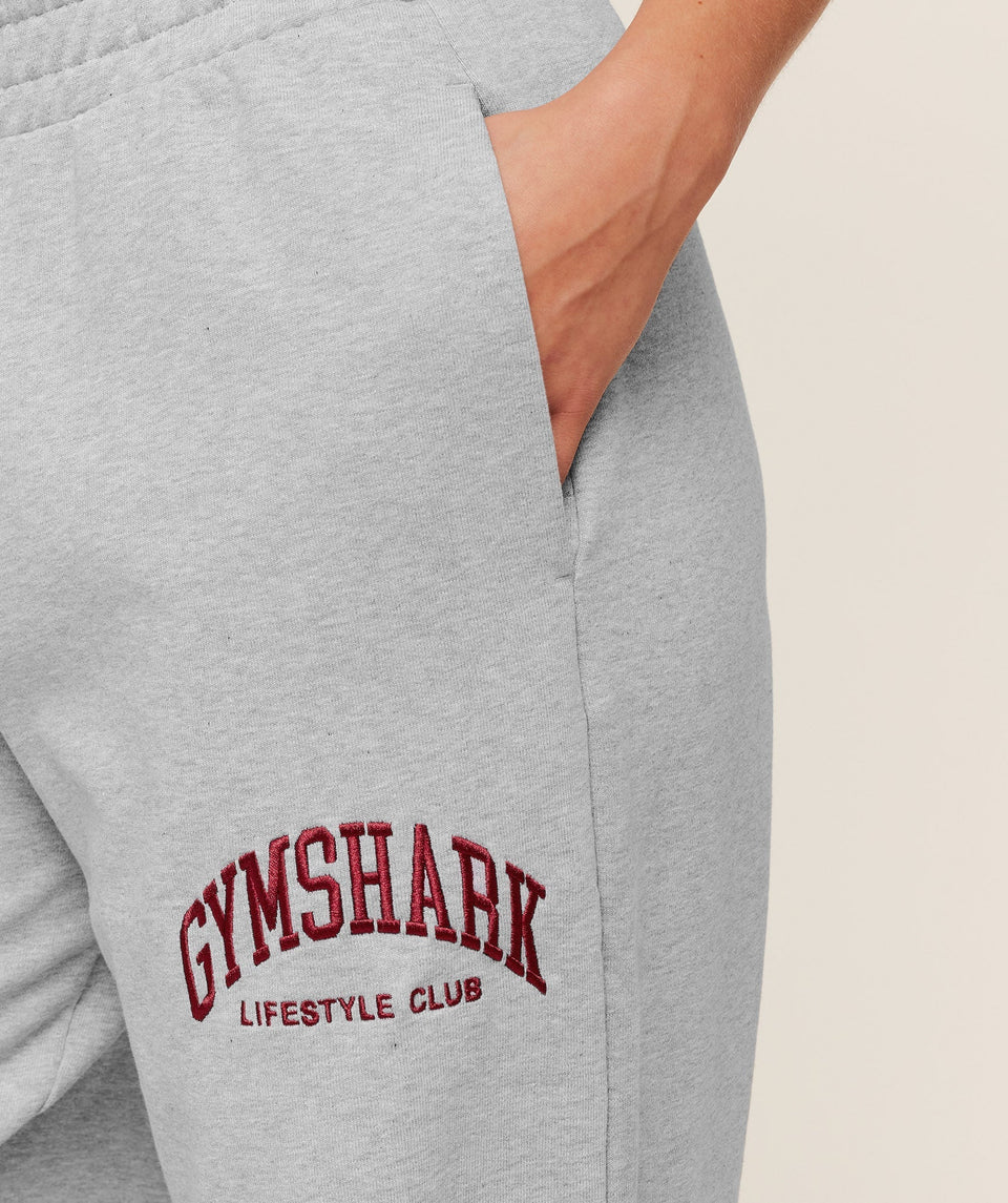 Gymshark Collegiate Graphic Straight Leg Jogger - Light Grey Core Marl