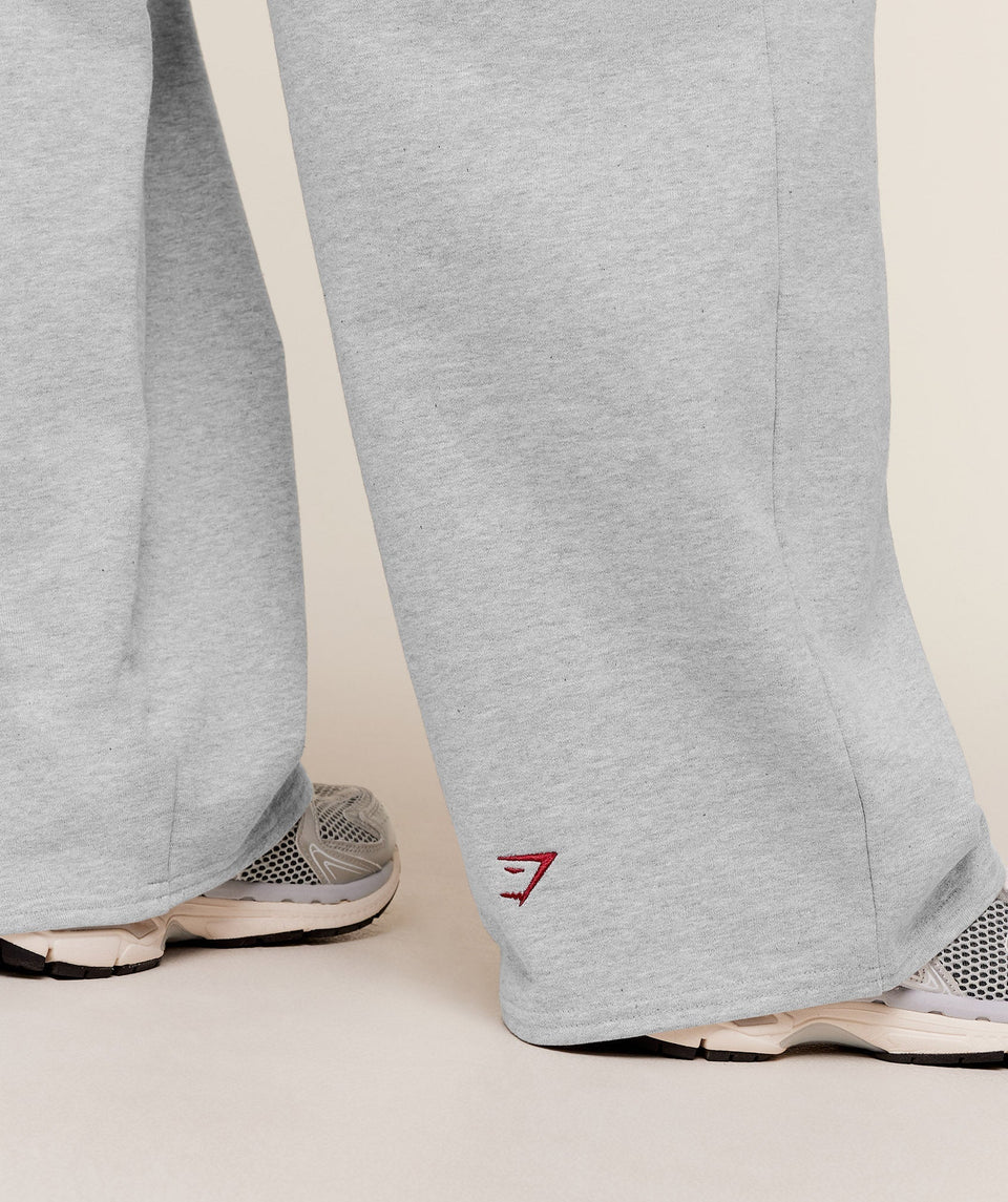 Gymshark Collegiate Graphic Straight Leg Jogger - Light Grey Core Marl