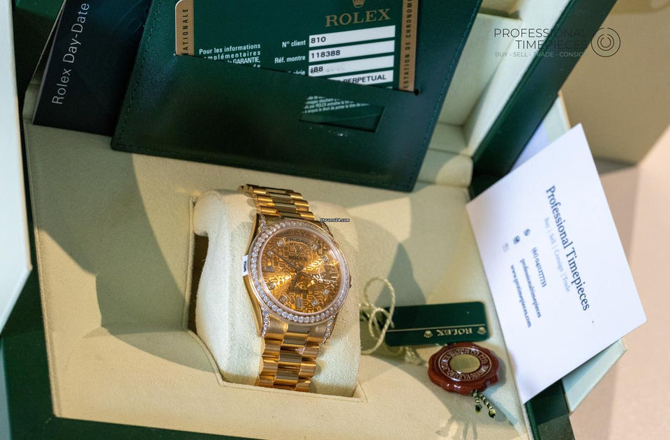Rolex | Day-Date | 118388 | Yellow gold | 36 mm | Yellow gold | Champagne | Automatic