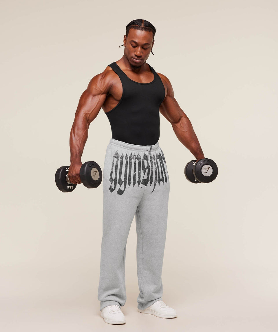 Gymshark Fade Graphic Straight Leg Jogger - Light Grey Core Marl