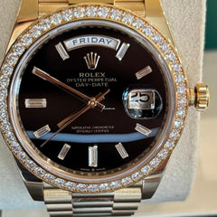 Rolex | Day-Date | 228348RBR | Yellow gold | 40 mm | Yellow gold | Black | Automatic