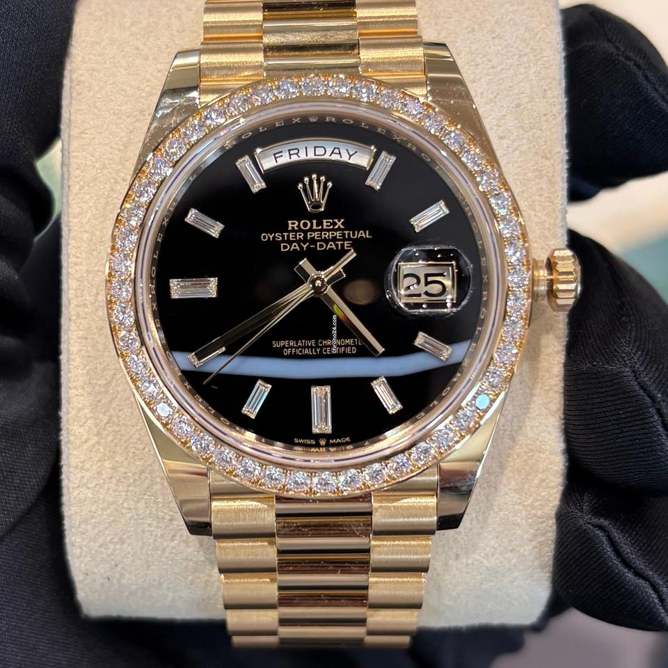 Rolex | Day-Date | 228348RBR | Yellow gold | 40 mm | Yellow gold | Black | Automatic