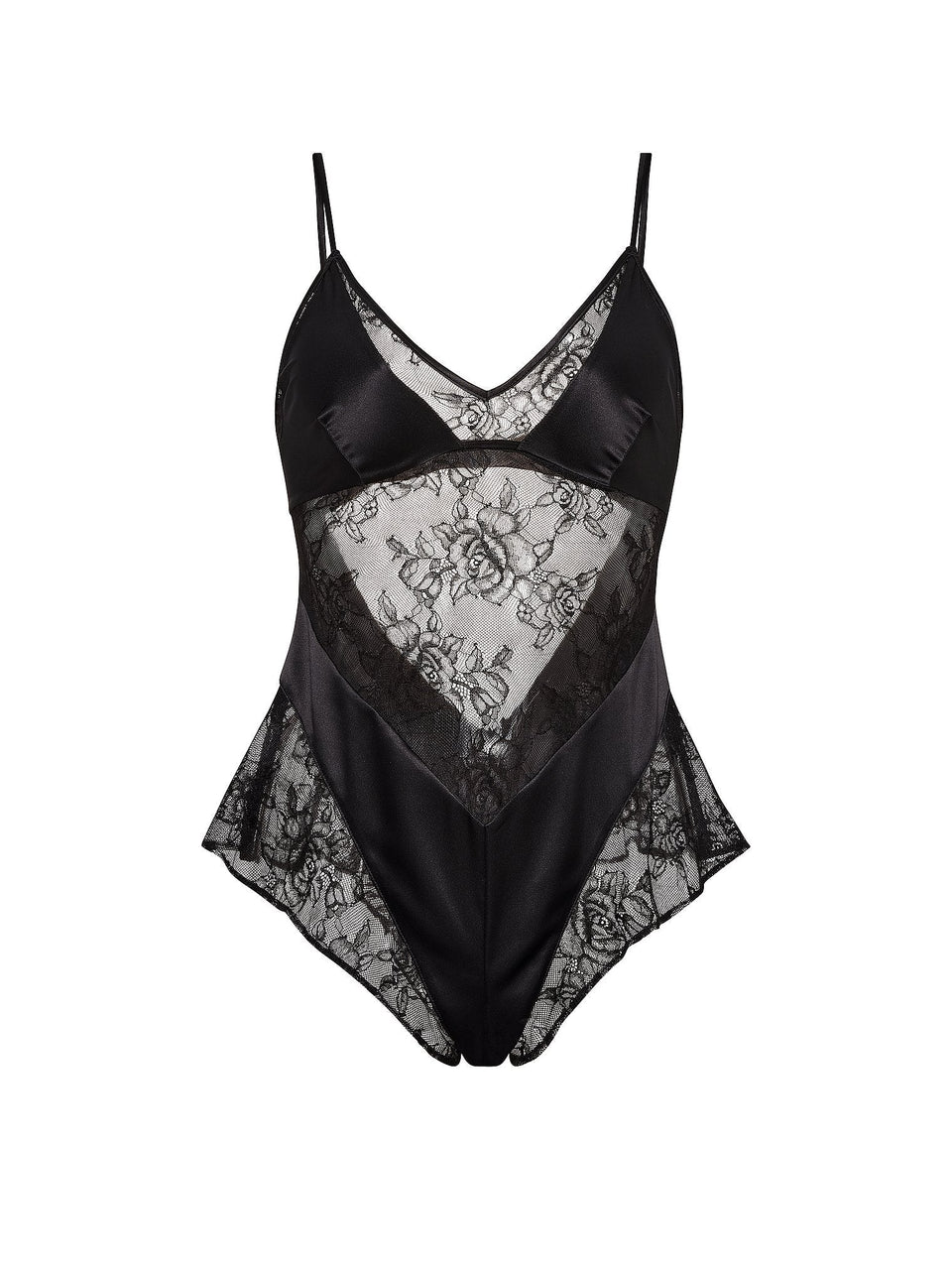 Satin & Rose Lace Flutter Romper