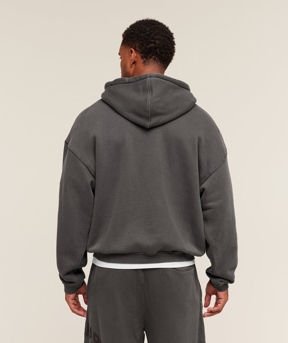 Gymshark Collegiate Washed Zip Up Hoodie - Asphalt Grey