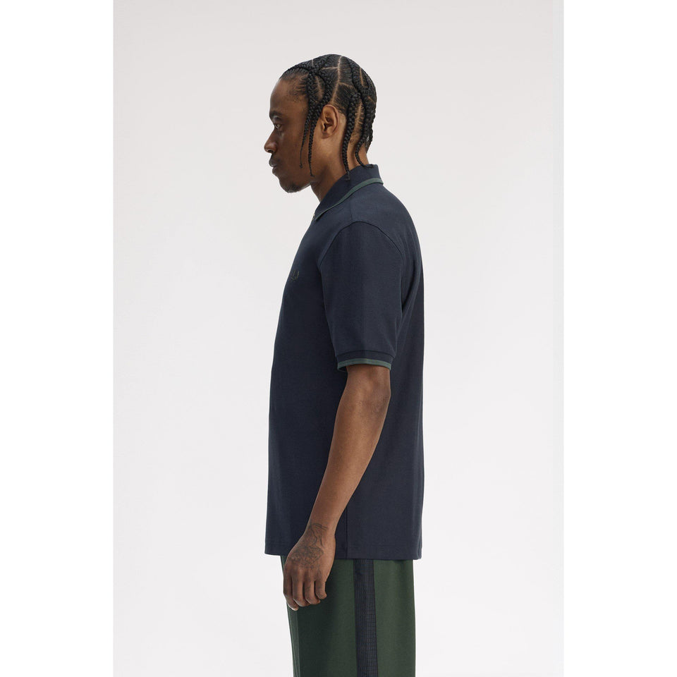 Crepe Zipped Short-Sleeve Polo Shirt