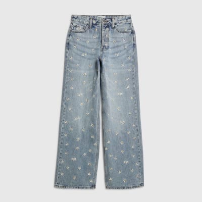 Blue Relaxed Straight Daisy Jeans
