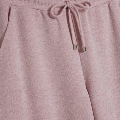 Pink Metallic Drawstring Wide Leg Trousers