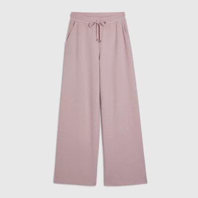 Pink Metallic Drawstring Wide Leg Trousers