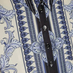 Blue Satin Border Print Shirt