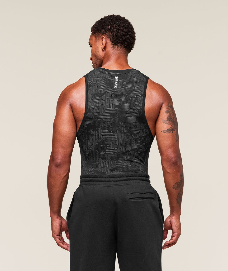 Gymshark Geo Seamless Tank - Black/Charcoal Grey