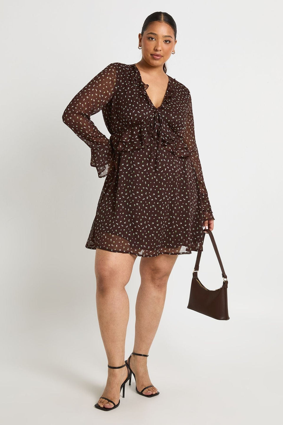 Plus Floral Chiffon Tiered Smock Dress