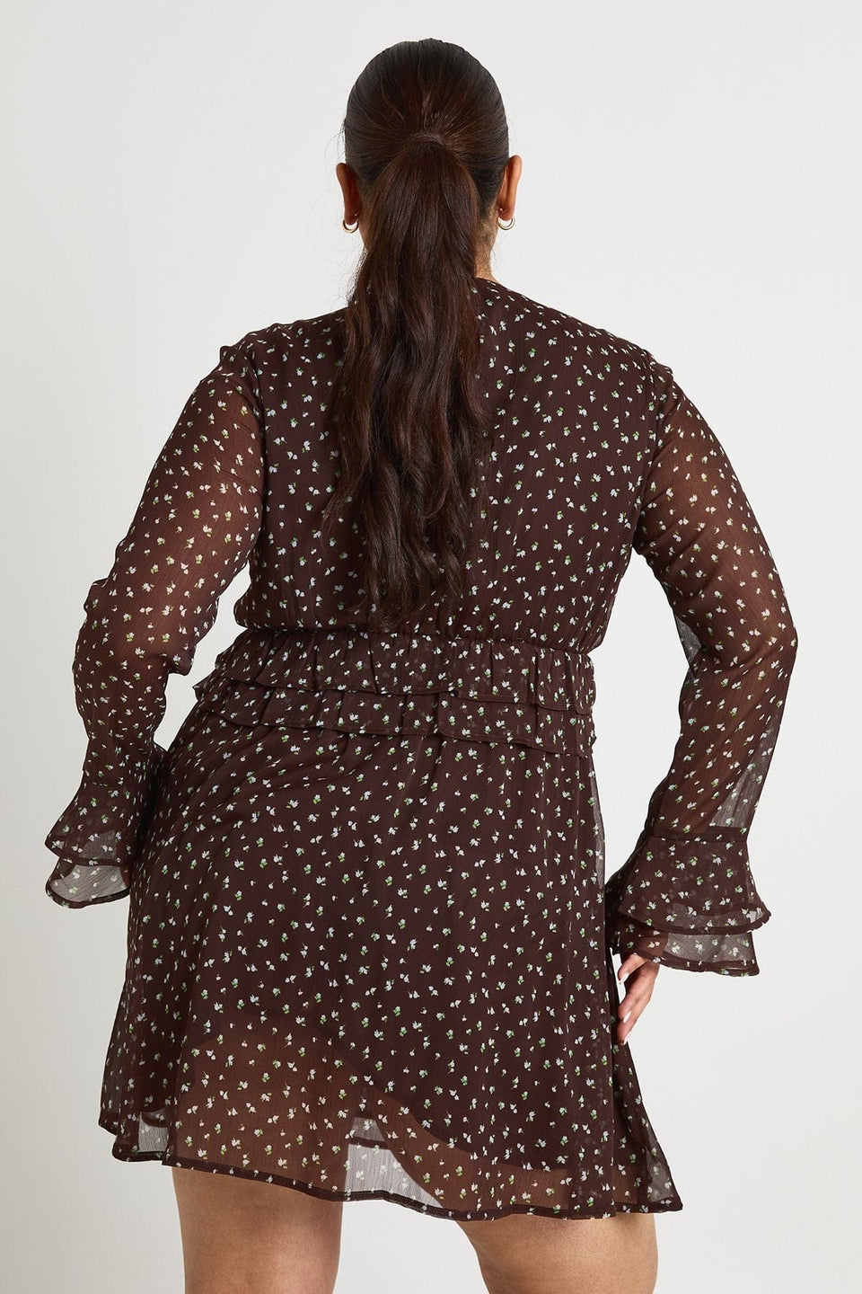 Plus Floral Chiffon Tiered Smock Dress