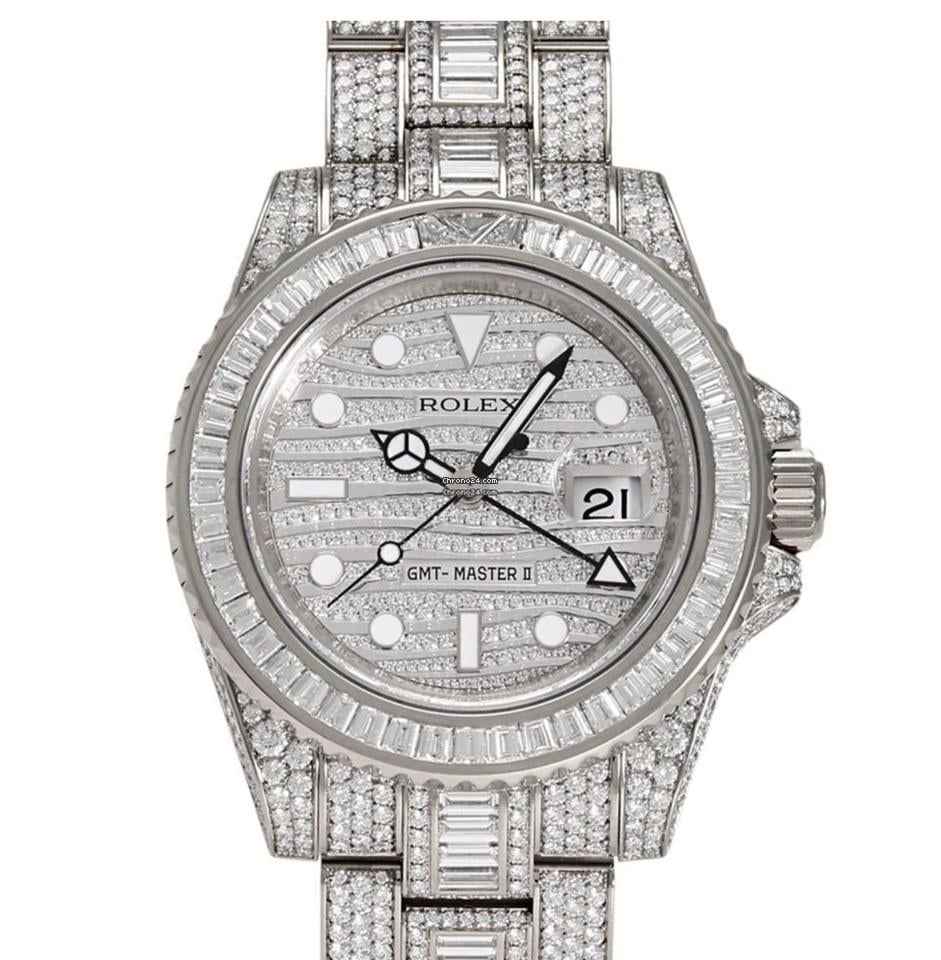 Rolex | GMT-Master II | 116769TBR - factory Dimond set | White gold | 40 mm | White gold | White | Automatic