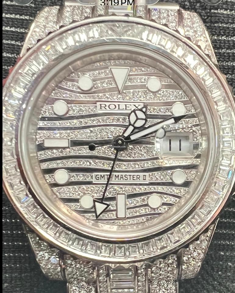 Rolex | GMT-Master II | 116769TBR - factory Dimond set | White gold | 40 mm | White gold | White | Automatic