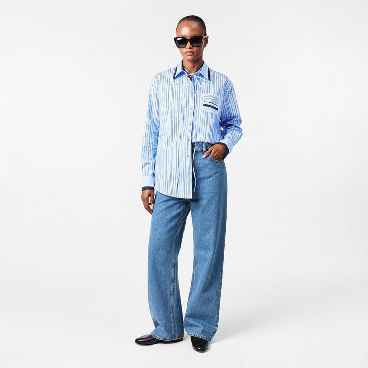 Horsebit Striped Cotton Shirt