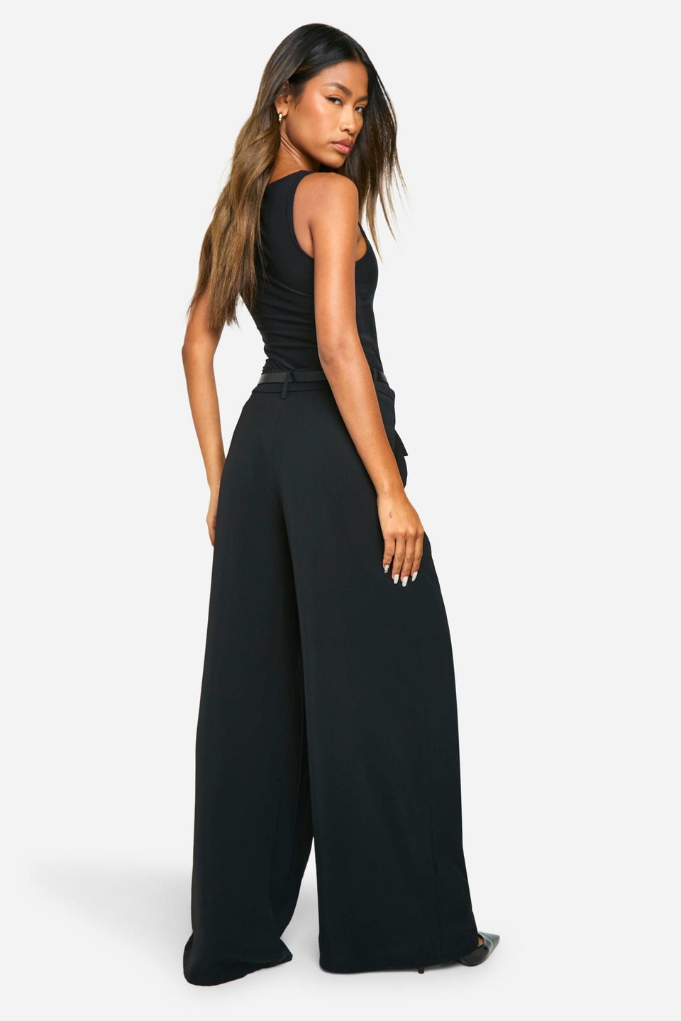 Fluid Belted Wide Leg Trousers