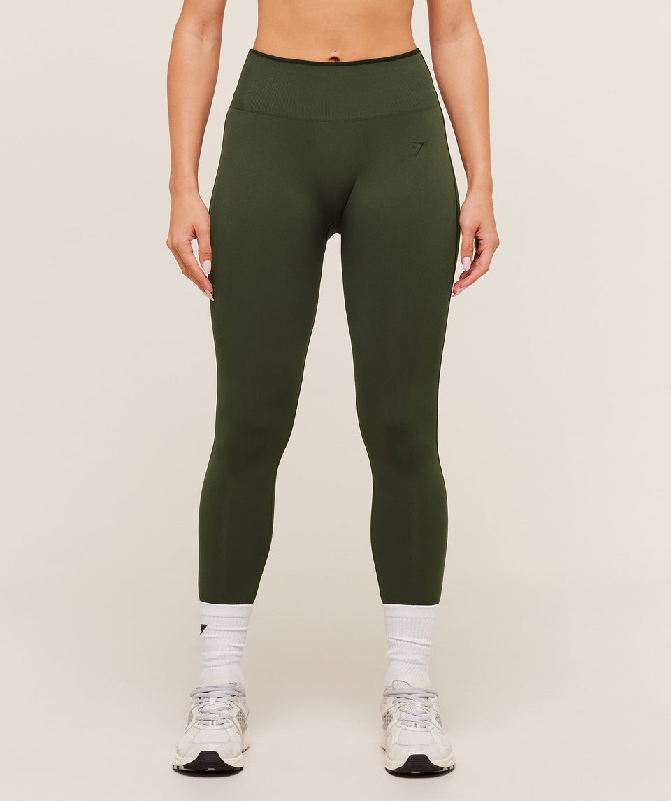 Gymshark Everyday Seamless Contrast Legging - Winter Olive/Black
