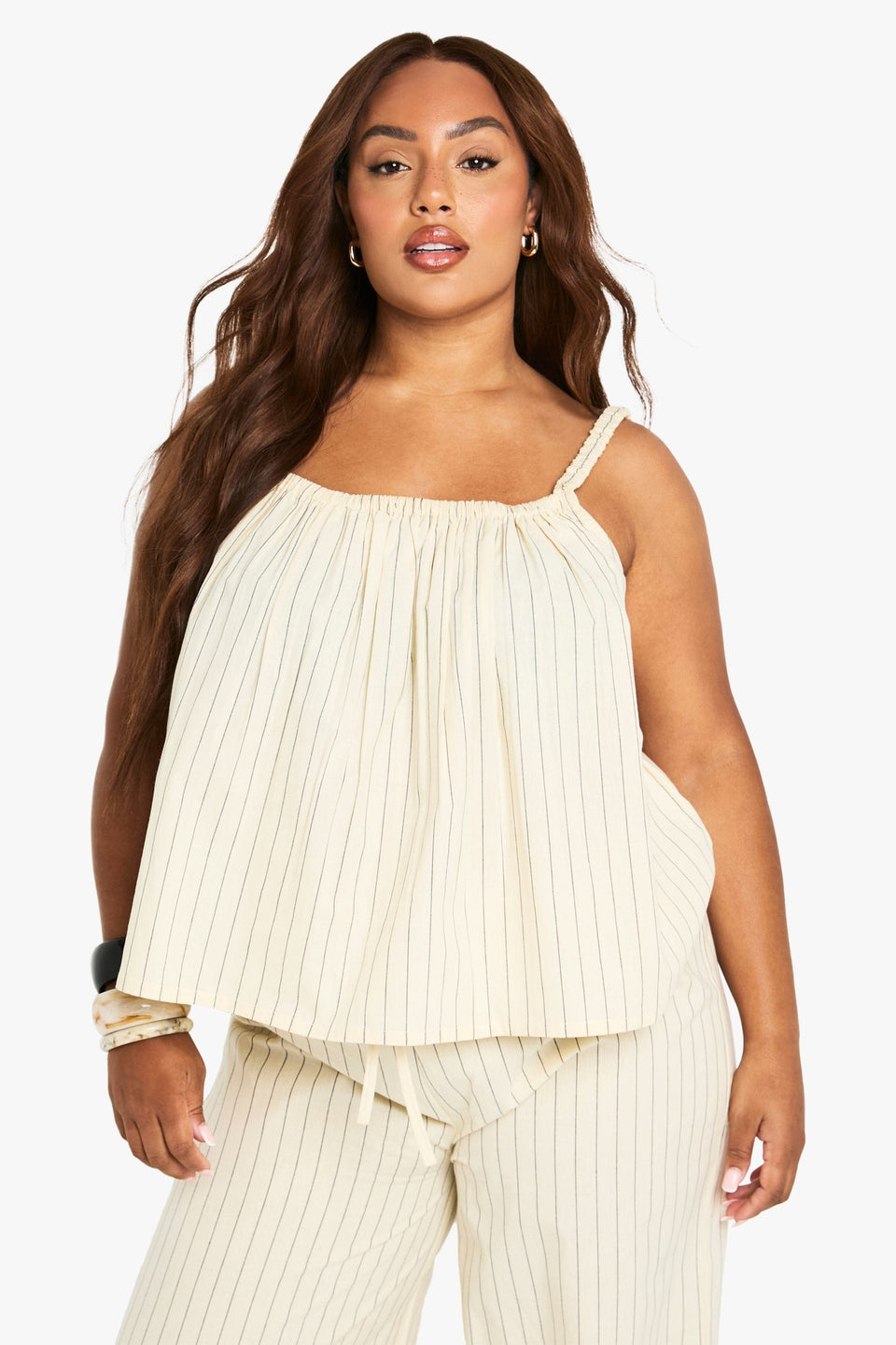 Plus Stripe Smock Cami Top