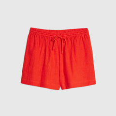 Red Linen Blend Shorts