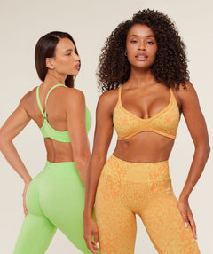 Gymshark Adapt Animal X Whitney Sports Bra - Sorbet Yellow /  Dayglow Peach