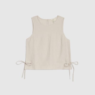 Beige Linen Blend Tank Top