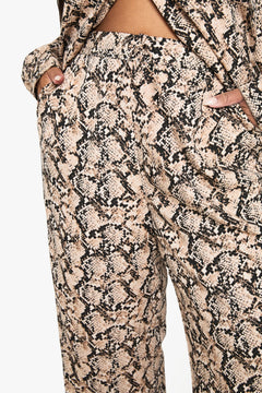 Plus Snake Drawstring Waist Wide Leg Trousers