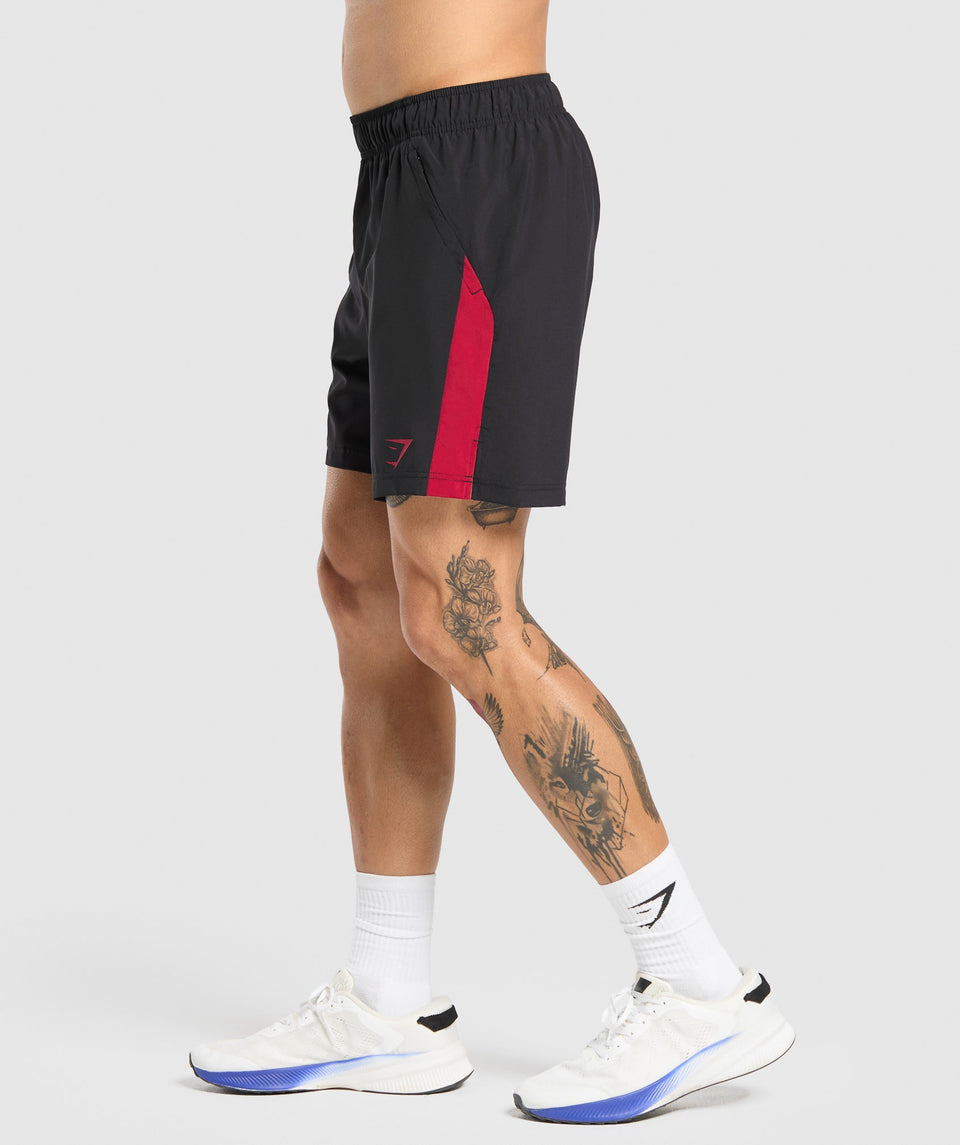 Gymshark Sport  7" Shorts - Black/Conditioning Red