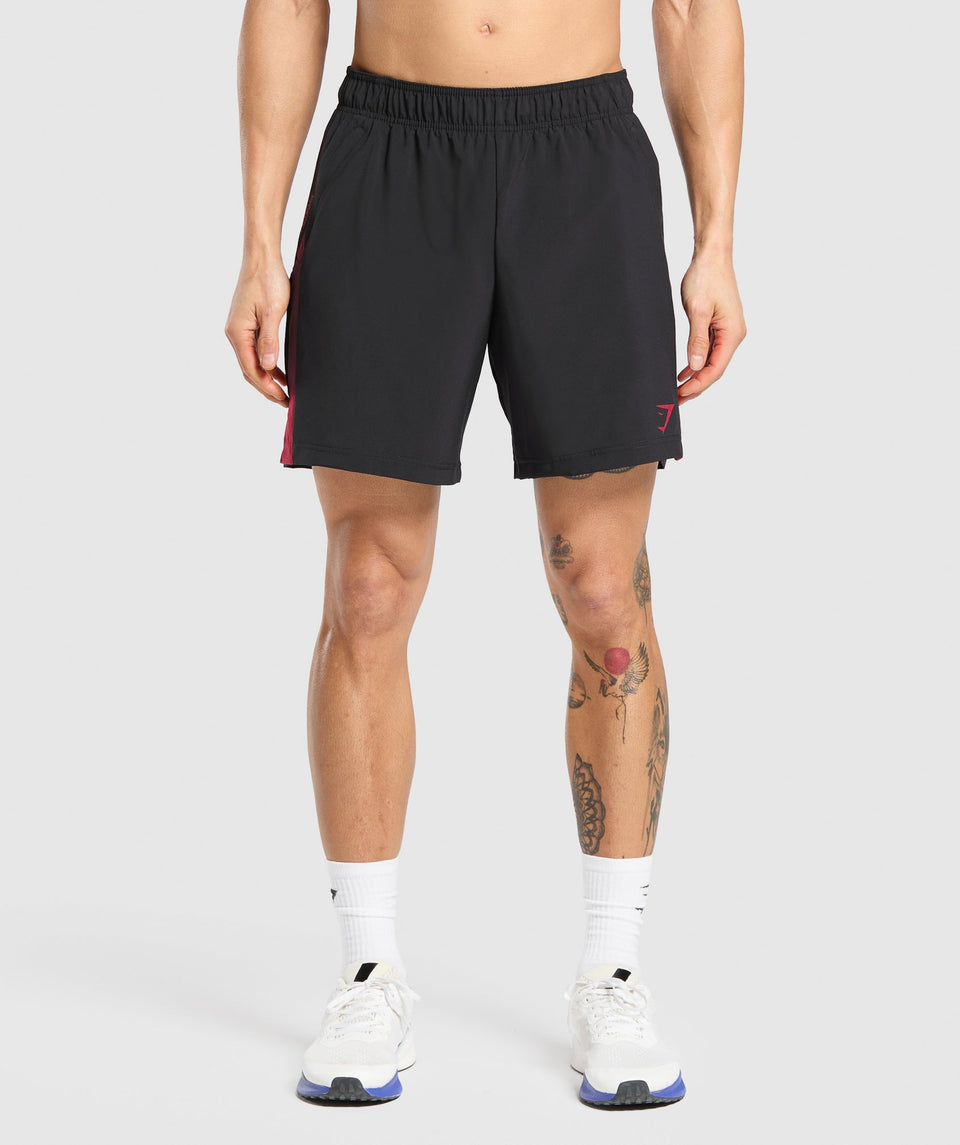 Gymshark Sport  7" Shorts - Black/Conditioning Red