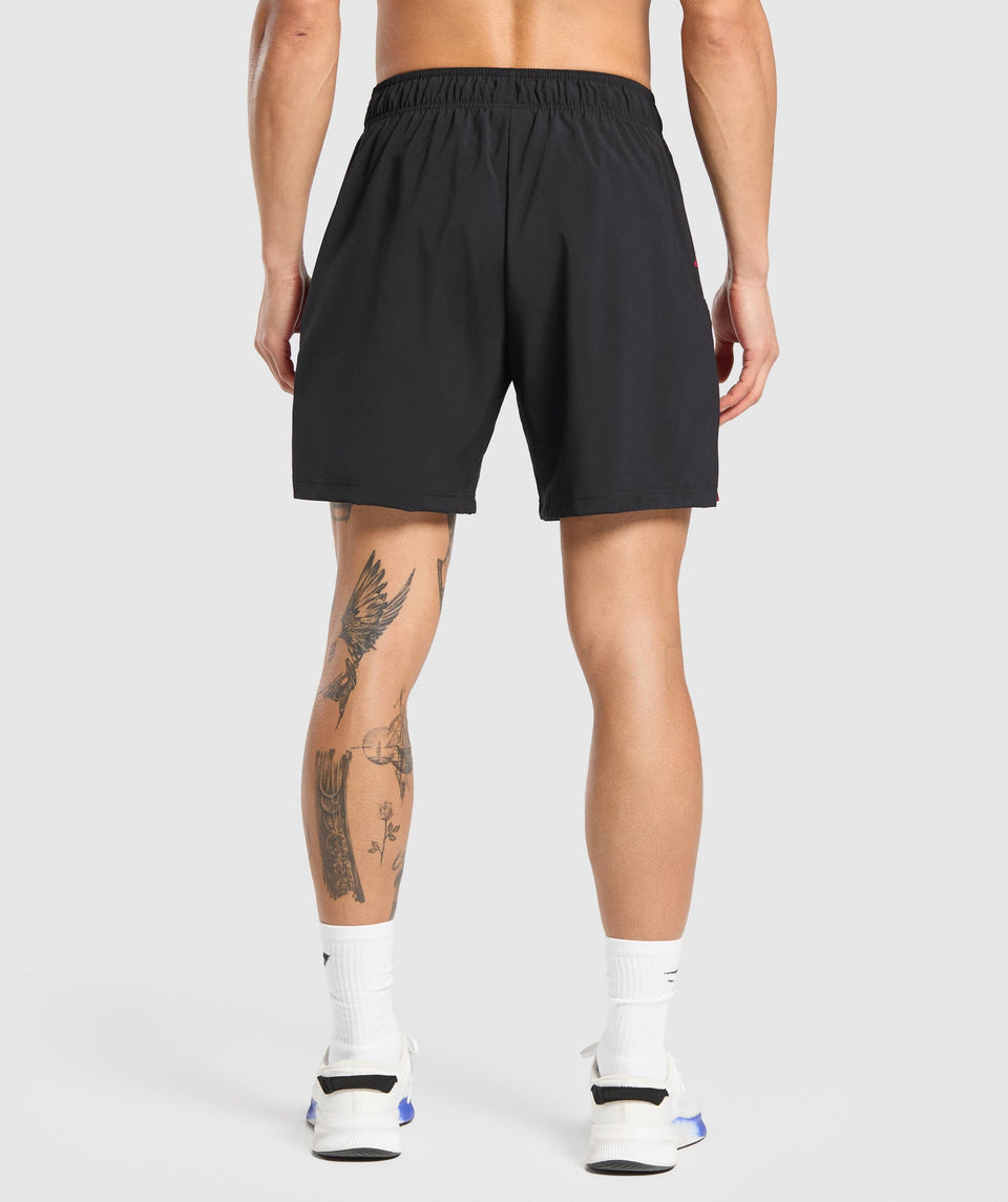 Gymshark Sport  7" Shorts - Black/Conditioning Red