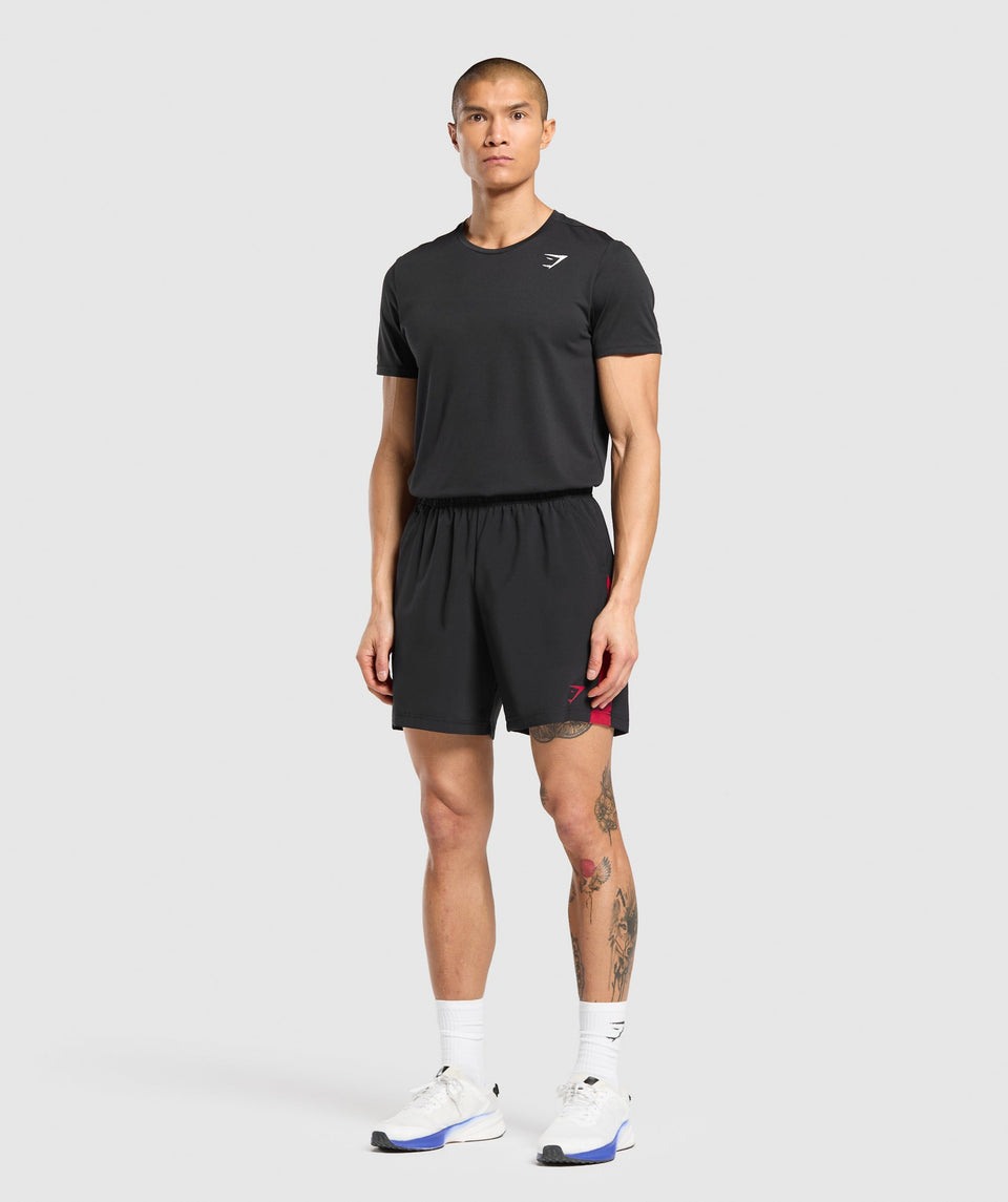 Gymshark Sport  7" Shorts - Black/Conditioning Red