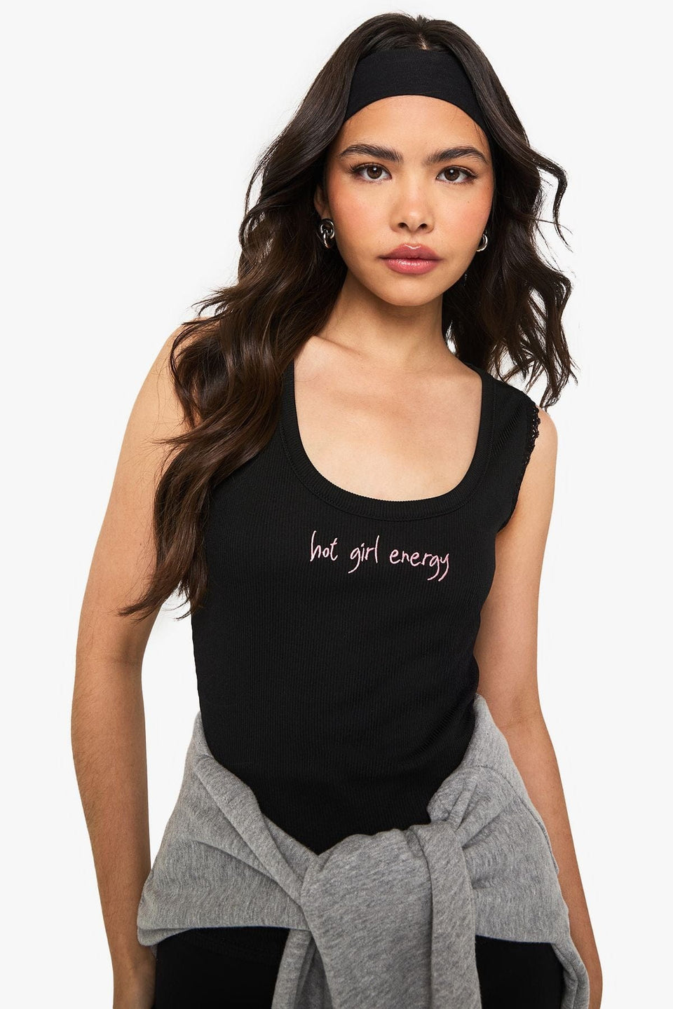 Hot Girl Energy Embroidered Tank Top