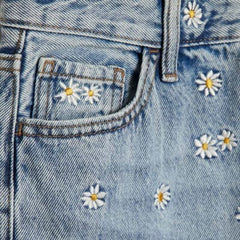 Blue Relaxed Straight Daisy Jeans