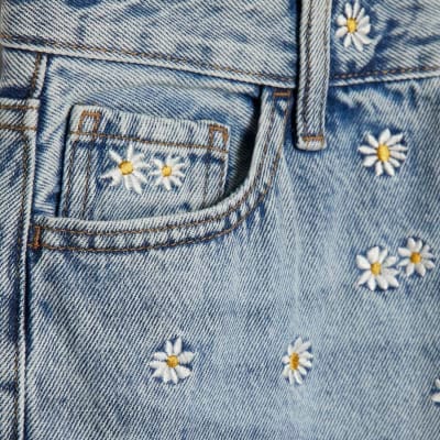Blue Relaxed Straight Daisy Jeans