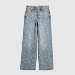 Blue Relaxed Straight Daisy Jeans