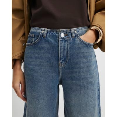 Blue High Waisted Wide Leg Jeans
