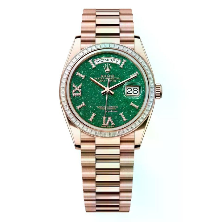 Rolex | Day-Date | 128395TBR-0020 | 36 mm | Rose gold | Green | Automatic