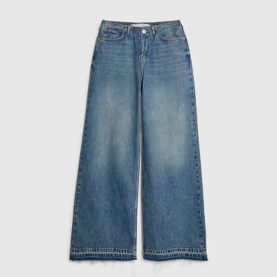 Blue High Waisted Wide Leg Jeans