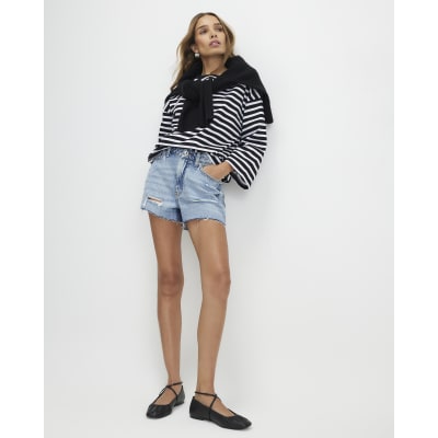 Light Blue Denim Ripped Shorts