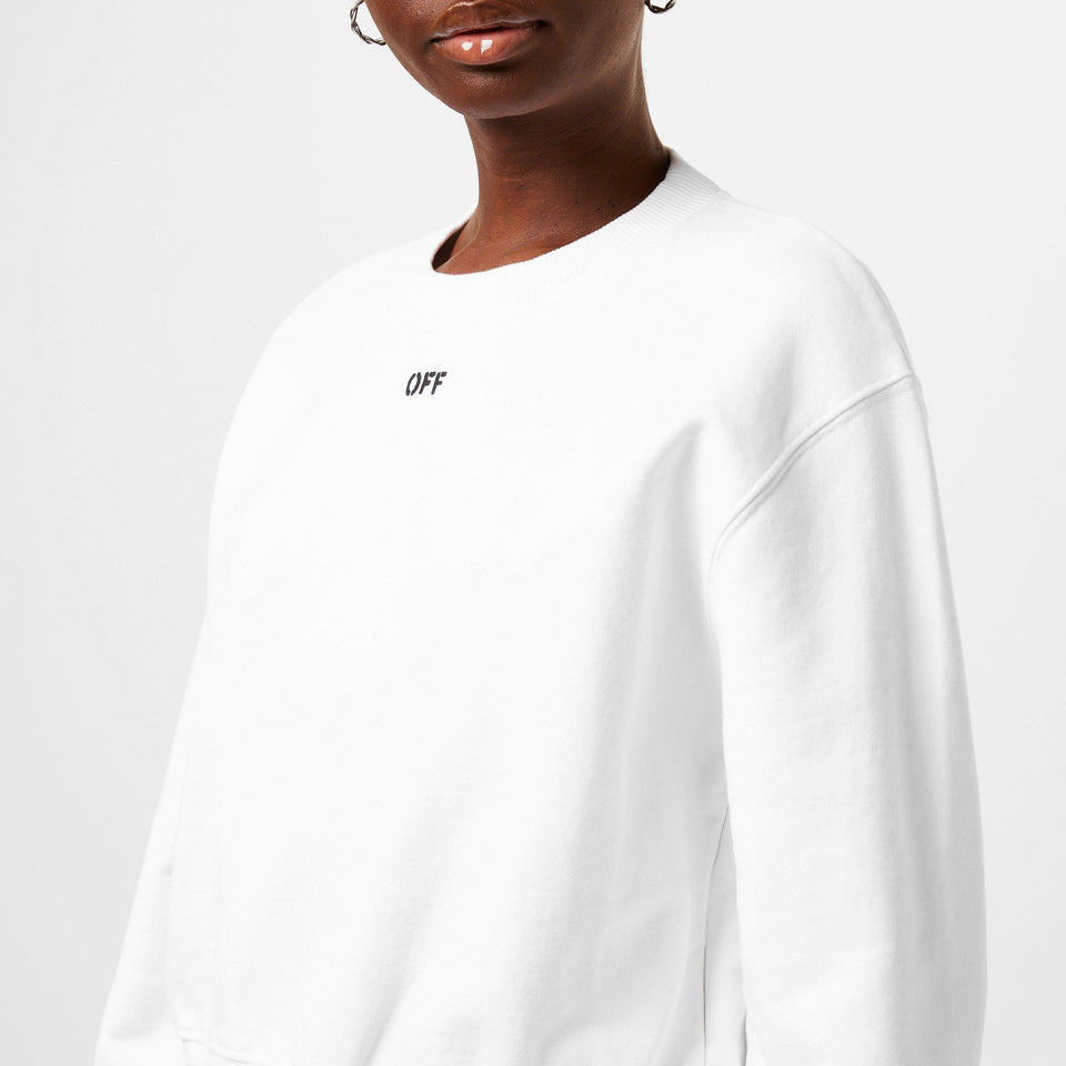 Stamp Cotton Long Sleeve Crew Sweatshirt