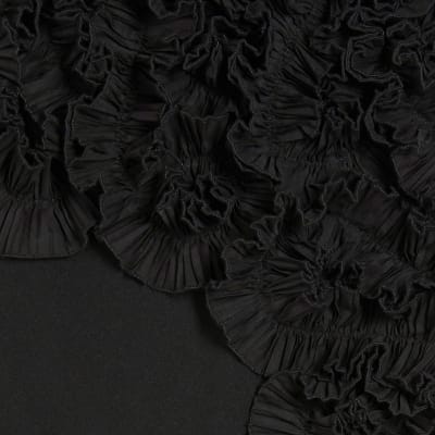 Black Sleeveless 3D Plisse Ruffle Playsuit
