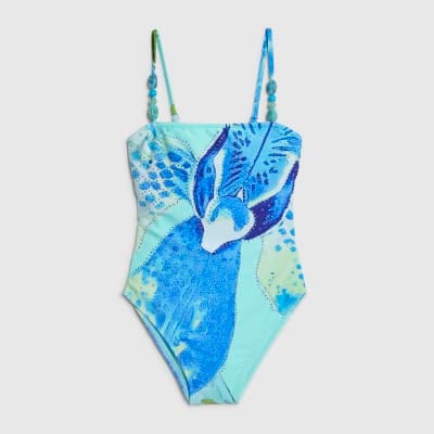 Blue Orchid Print Swimsuit