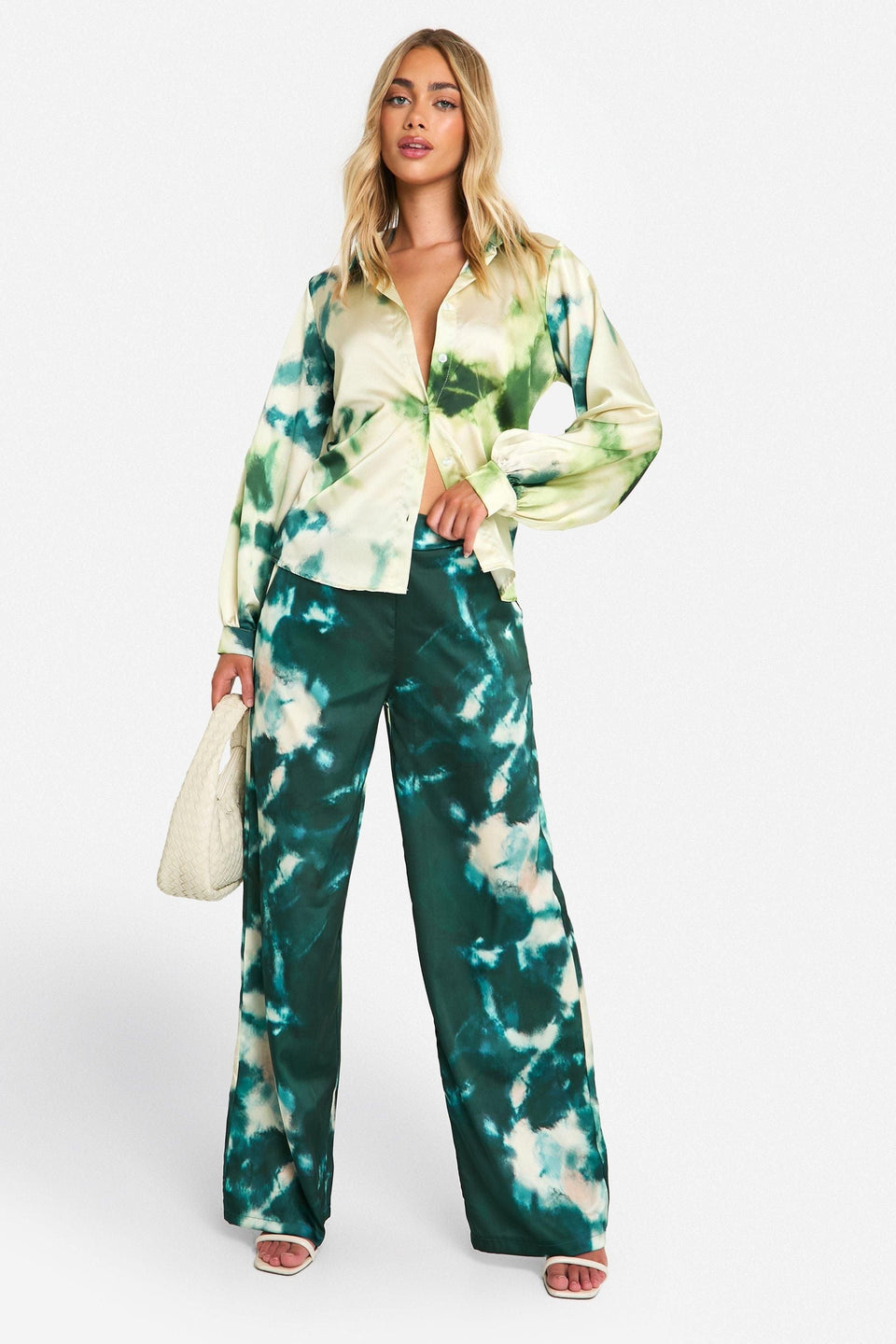 Large Scale Tonal Tie Dye Wide Leg Trousers