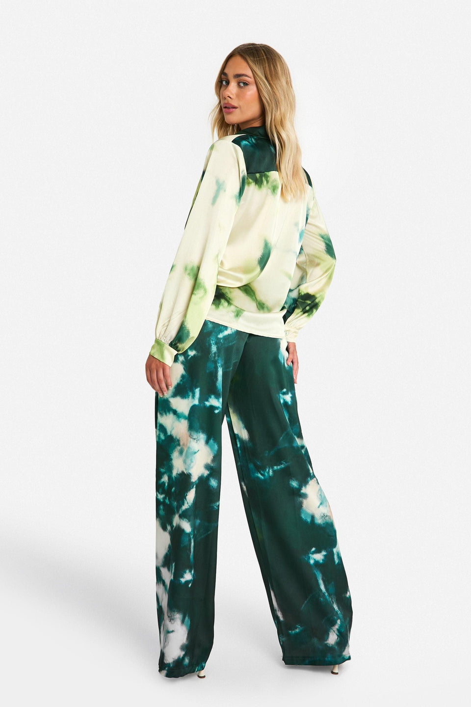 Large Scale Tonal Tie Dye Wide Leg Trousers
