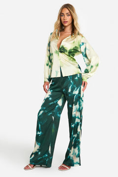 Large Scale Tonal Tie Dye Wide Leg Trousers