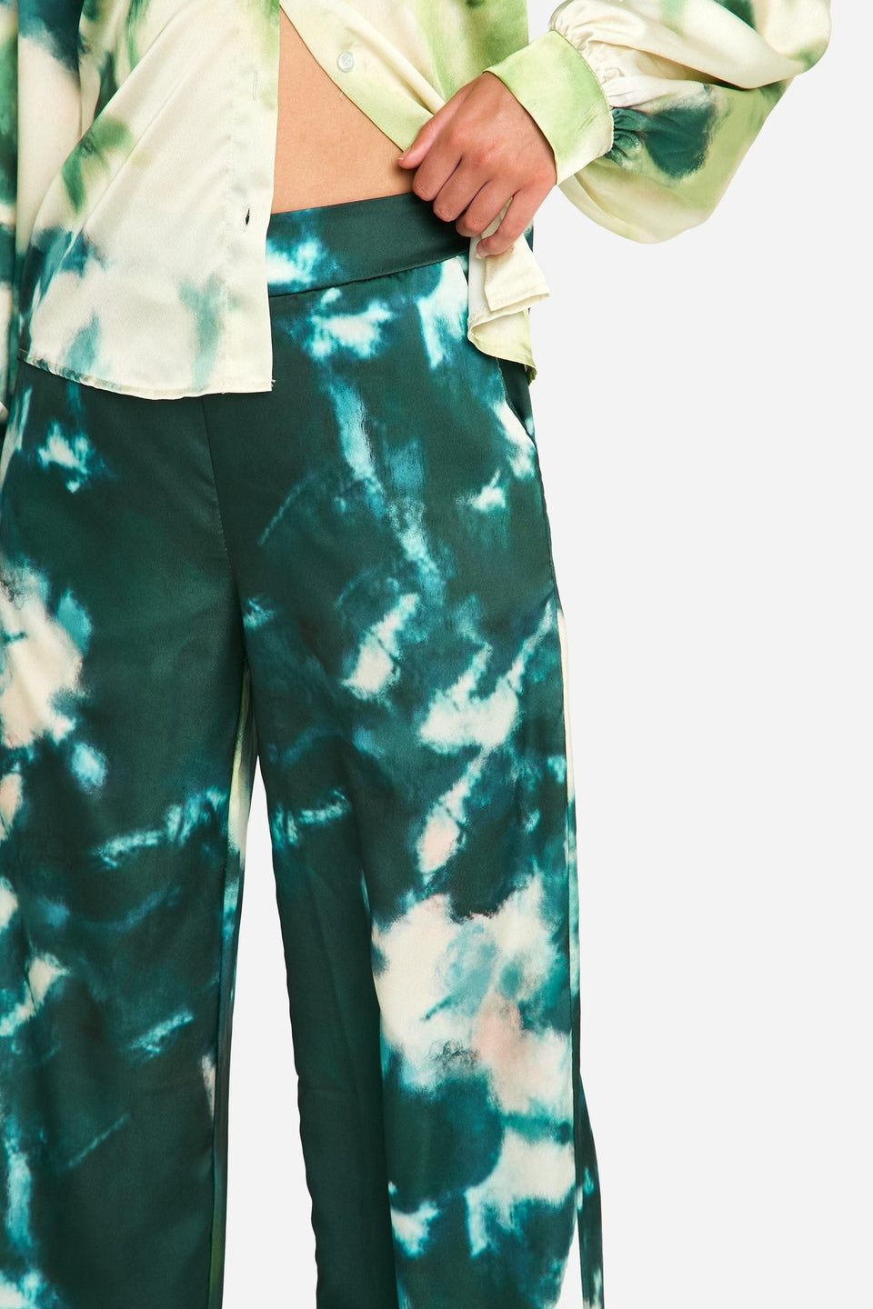 Large Scale Tonal Tie Dye Wide Leg Trousers