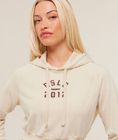Gymshark Gymshark Lifting Club 2012 Graphic Cropped Hoodie - Stone Beige/Wash