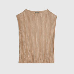Beige Sleeveless Plisse Top