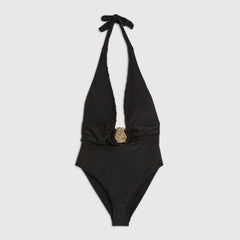 Black Hardware Plunge Swimsuit