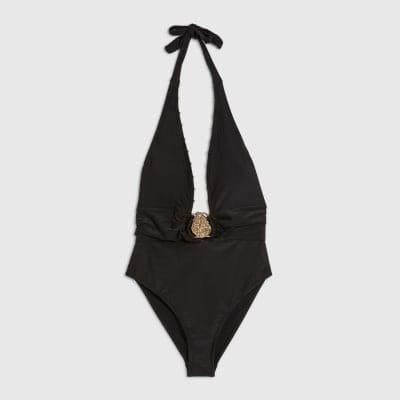 Black Hardware Plunge Swimsuit