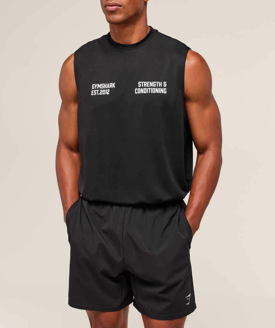 Gymshark S&C Graphic Cut Off Tank - Black